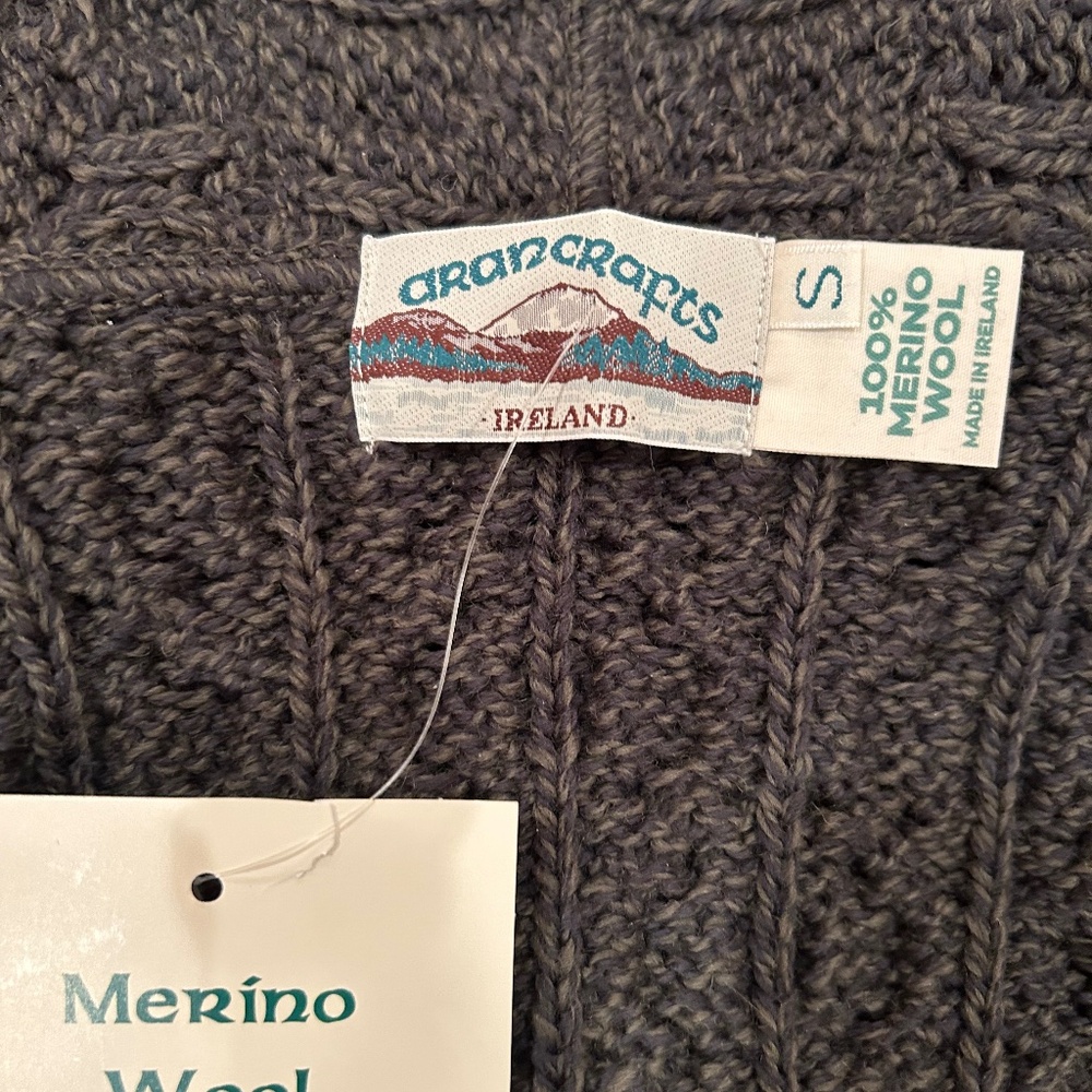 NWT Aran Crafts merino cable hoodie sweater cardigan S - Picture 8 of 16